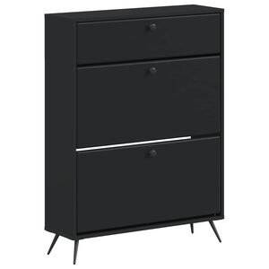 vidaXL Shoe Cabinet BREDA 78 x 24 x 103 cm Engineered Wood Black