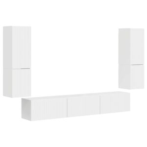 vidaXL TV Cabinet Set 4 pcs High Gloss White Engineered Wood