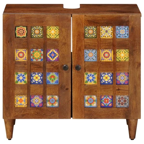 vidaXL Bathroom Sink Cabinet with Storage Walnut 62 x 33 x 58 cm