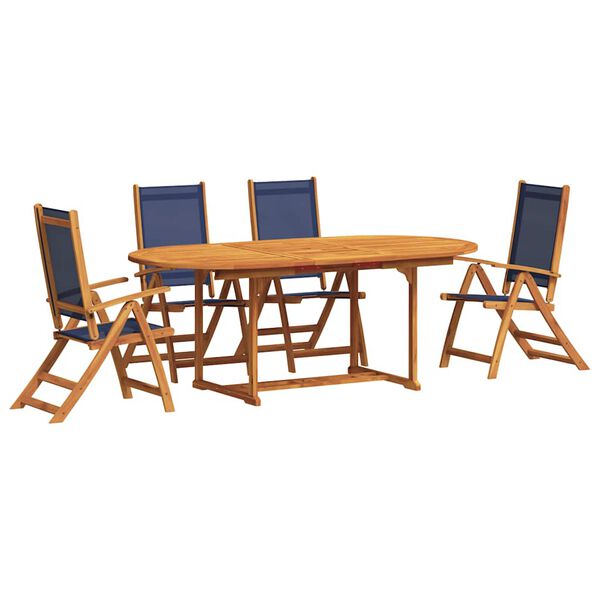 vidaXL 5 Piece Garden Dining Set Solid Wood Acacia and Textilene