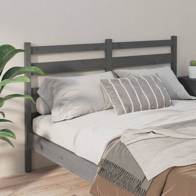 vidaXL Bed Headboard Grey 141x4x100 cm Solid Wood Pine