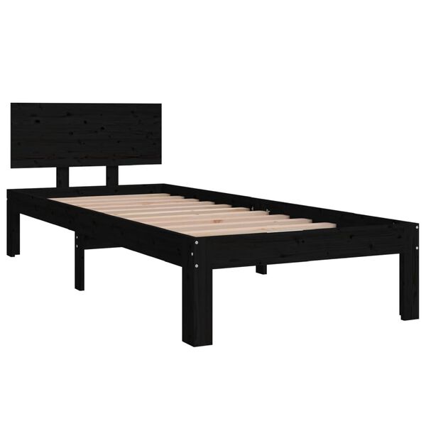 vidaXL Bed Frame without Mattress Black 75x190cm Small Single