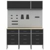 vidaXL Work Cabinet Set with Drawer with Storage Manual 8 pcs Black