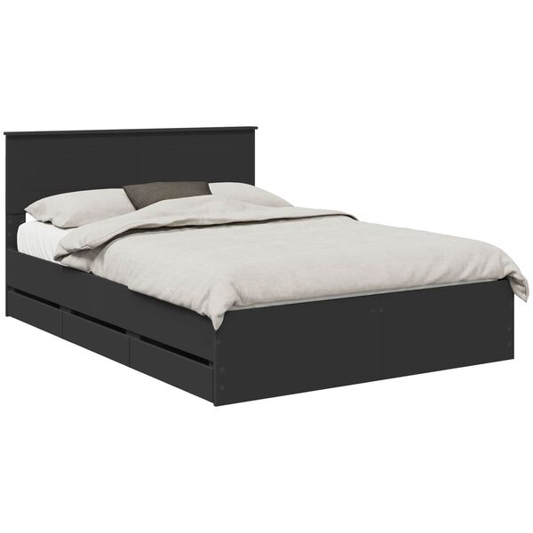 vidaXL Bed Frame with Drawer Black 160 x 200 cm Engineer Wood