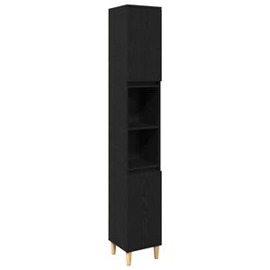 vidaXL Bathroom Furniture Set with Storage 3 pcs Black Engineered wood