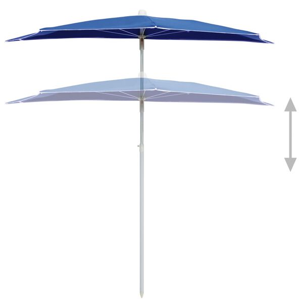 vidaXL Garden Half Parasol with Pole 180x90 cm Azure Blue