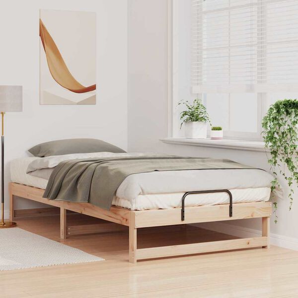 vidaXL Bed Frame Brown 100 x 200 cm Solid Pine Wood