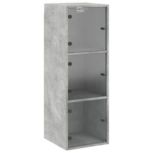 vidaXL Wall Cabinet with Glass Doors Concrete Grey 35x37x100 cm
