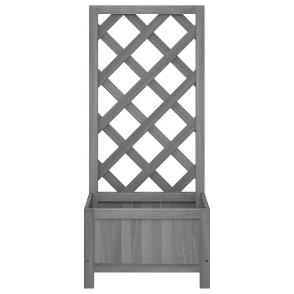 vidaXL Planter with Trellis Grey Solid Wood Fir