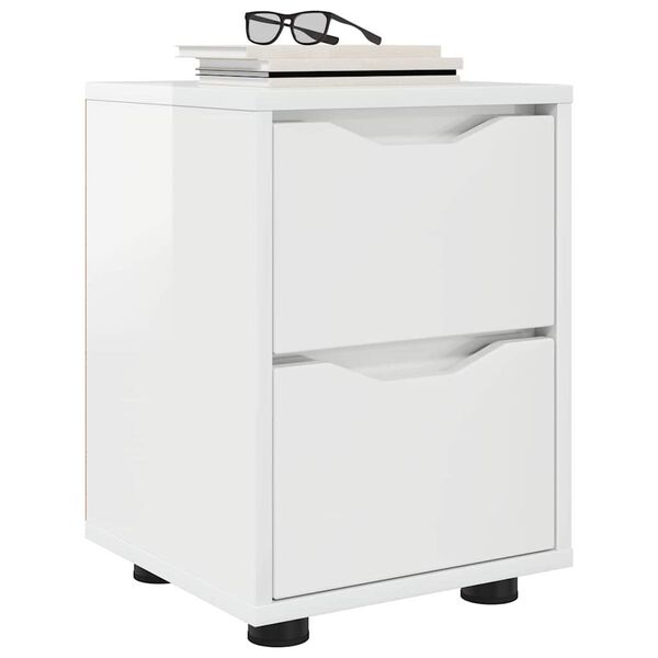 vidaXL Bedside Table with Drawer High Gloss White 30.5 x 30 x 43 cm