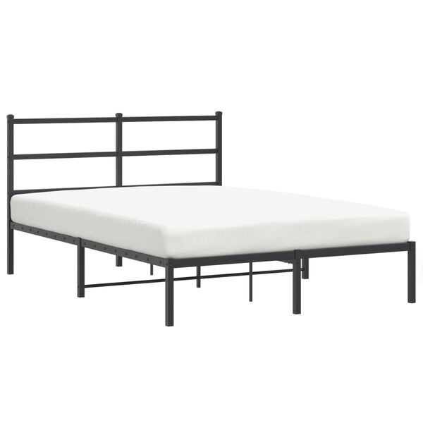 vidaXL Metal Bed Frame without Mattress with Headboard Black 135x190cm