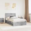 vidaXL Bed Frame with Drawer Concrete Grey 120 x 190 cm Engineer Wood