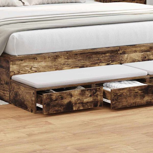 vidaXL Bed Drawers Smoked Oak 180 x 36.5 x 16.5 cm Engineered Wood