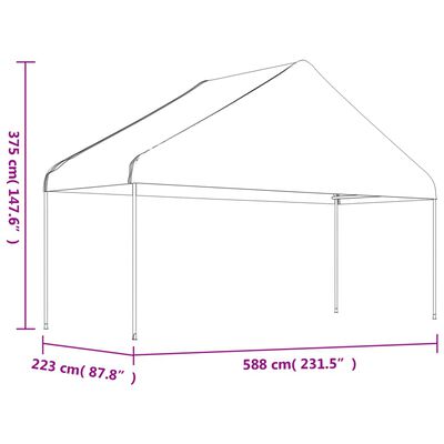 vidaXL Gazebo with Roof White 4.46x5.88x3.75 m Polyethylene