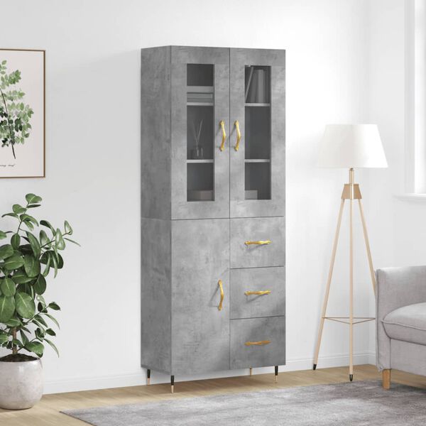 vidaXL Highboard Concrete Grey 69.5x34x180 cm Engineered Wood