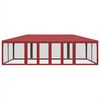 vidaXL Party Tent with 12 Mesh Sidewalls Red 8x4 m HDPE