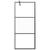 vidaXL Walk-in Shower Wall 80x195 cm Half Frosted ESG Glass Black