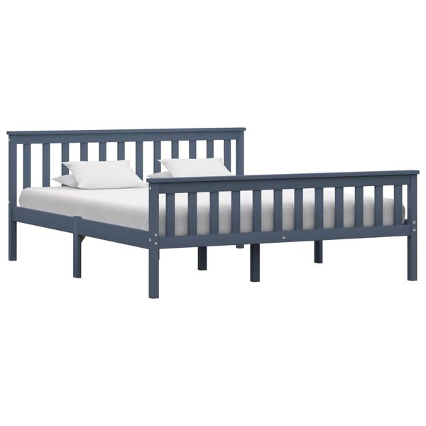 vidaXL Bed Frame without Mattress Grey Solid Pinewood 160x200 cm