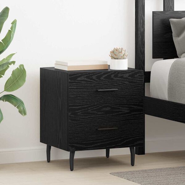 vidaXL Bedside Cabinet with Drawer 2 pcs Black Oak 40 x 35 x 47.5 cm
