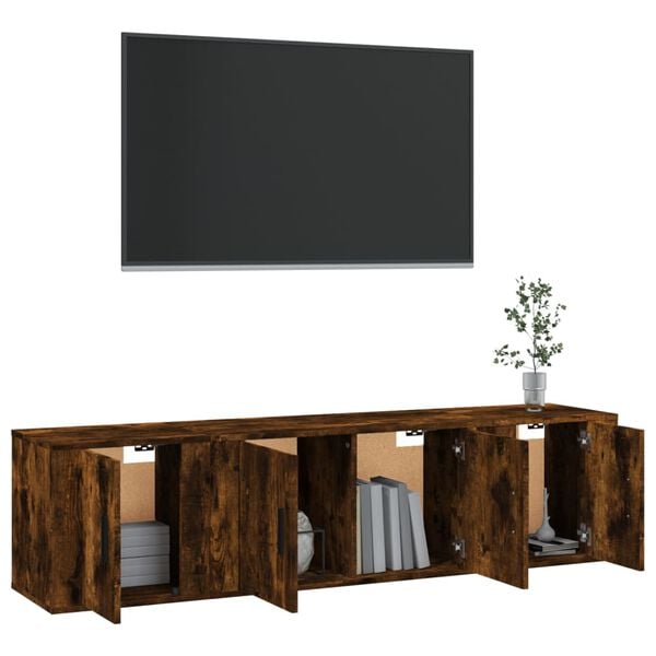 vidaXL 3 Piece TV Cabinet Set Smoked Oak Engineered Wood