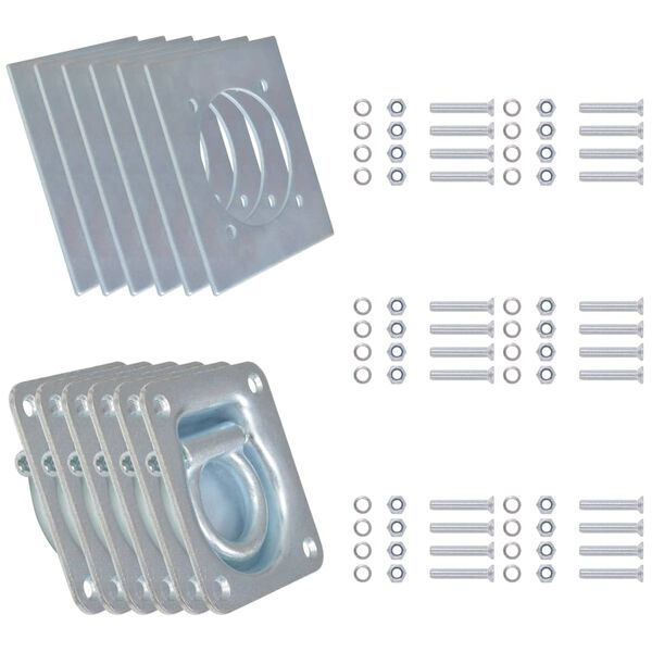 vidaXL Lashing Rings for Trailer 6 pcs Galvanised Steel 2000 kg