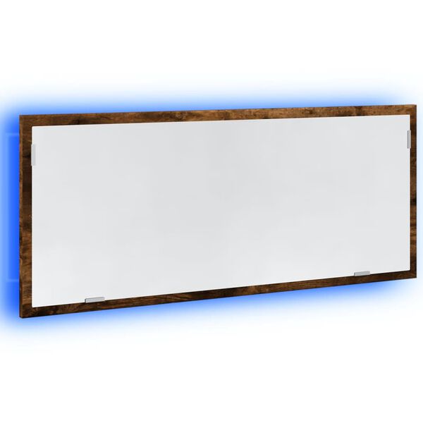vidaXL LED Bathroom Mirror Smoked Oak 100x8.5x37 cm Engineered Wood
