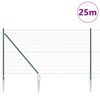 vidaXL Fence with Post Green 1 x 25 m Steel and PVC