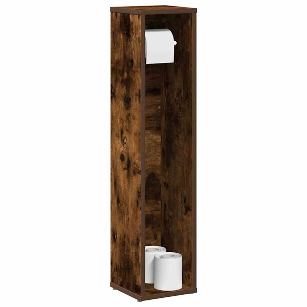 vidaXL Bathroom Cabinet with Roll Holder Smoked Oak 20.5x20x90 cm