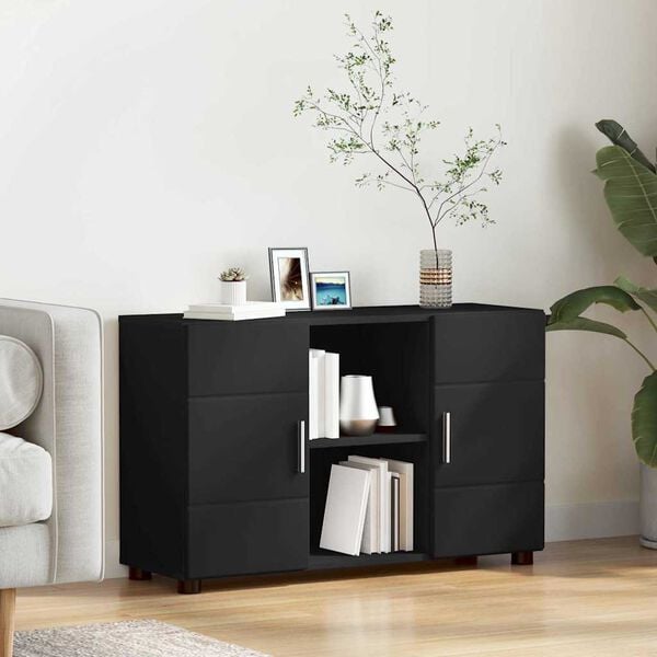 vidaXL Sideboard with Door Black 88.5 x 30.5 x 55.5 cm Engineered Wood
