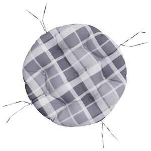 vidaXL Round Cushion Grey Check Pattern &Oslash; 60 x11 cm Oxford Fabric