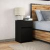 vidaXL Bedside Cabinet with LED Lights Black Engineered Wood