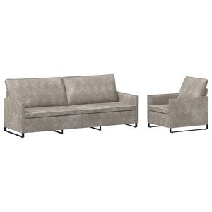 vidaXL Sofa Set 2 pcs Light Grey Faux Suede Fabric