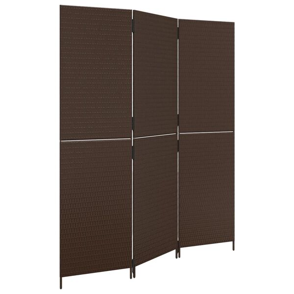 vidaXL Room Divider 3 Panels Brown Poly Rattan
