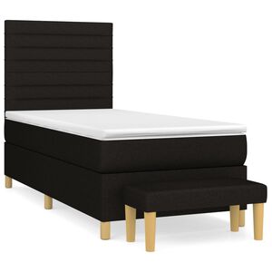 vidaXL Box Spring Bed with Mattress Black 90x190 cm Fabric