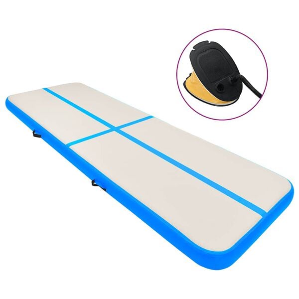 vidaXL Inflatable Gymnastics Mat with Pump 800x100x20 cm PVC Blue