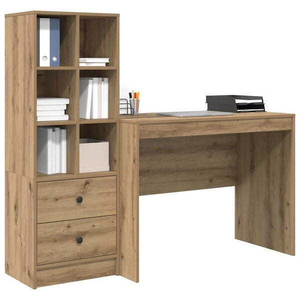 vidaXL Desk with Drawer 2 pcs Artisan Oak