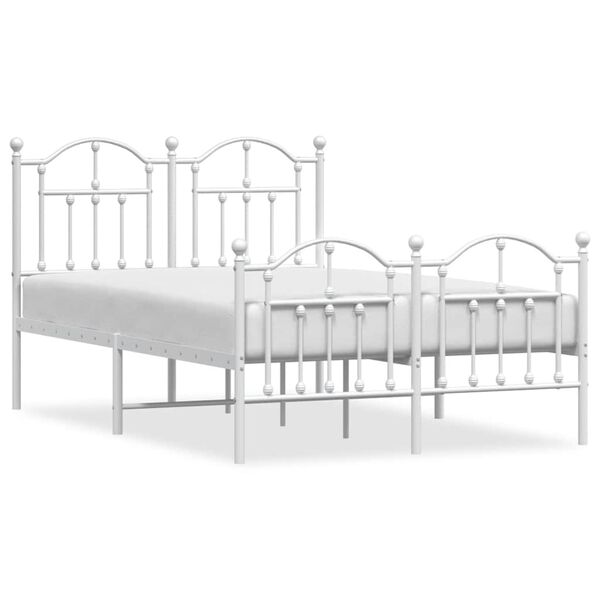 vidaXL Metal Bed Frame without Mattress with Footboard White 120x200cm