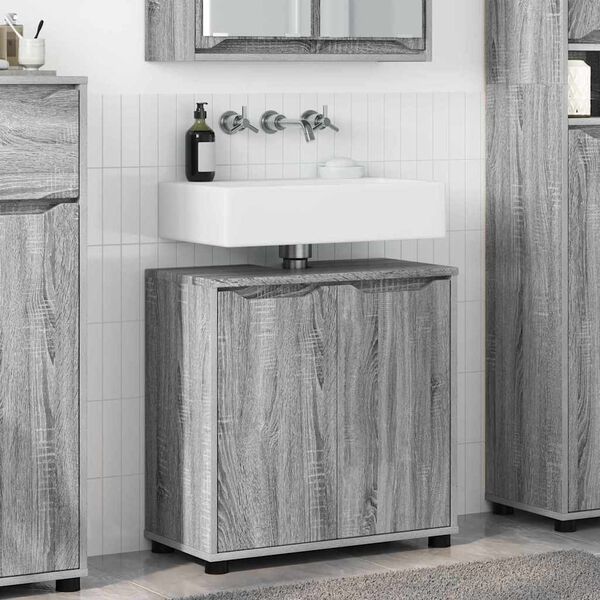 vidaXL Bathroom Basin Cabinet with Shelf Grey Sonoma 60 x 30 x 60 cm