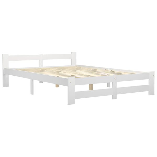 vidaXL Bed Frame without Mattress White Solid Pine Wood 140x200 cm