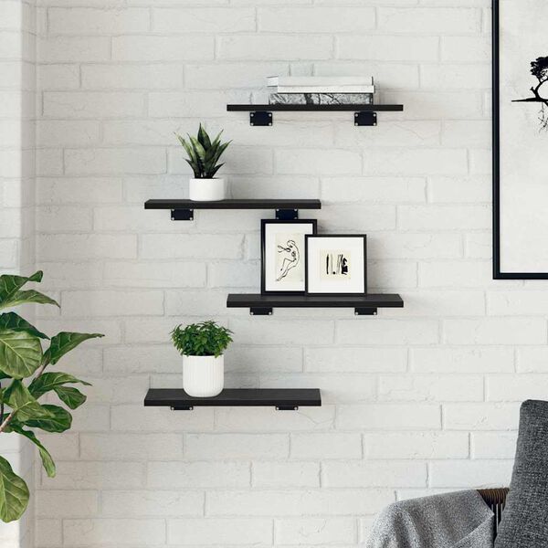 vidaXL Bookshelf Board 4 pcs Black 40 x 20 x 1.5 cm Engineered Wood