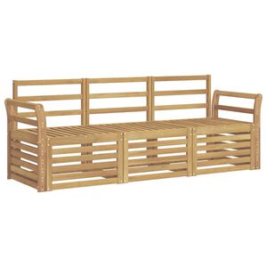 vidaXL Outdoor Sofa Set 3 pcs 3-Seaters White Solid Acacia Wood