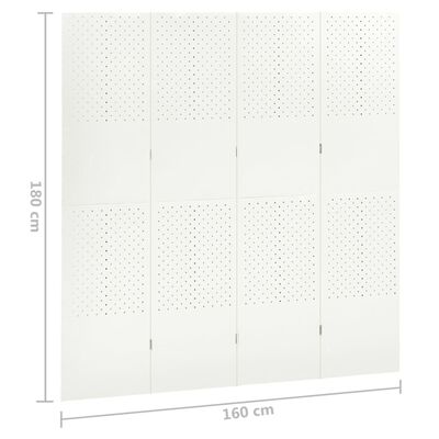 vidaXL 4-Panel Room Divider White 160x180 cm Steel