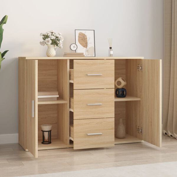 vidaXL Sideboard Sonoma Oak 91x29.5x65 cm Engineered Wood