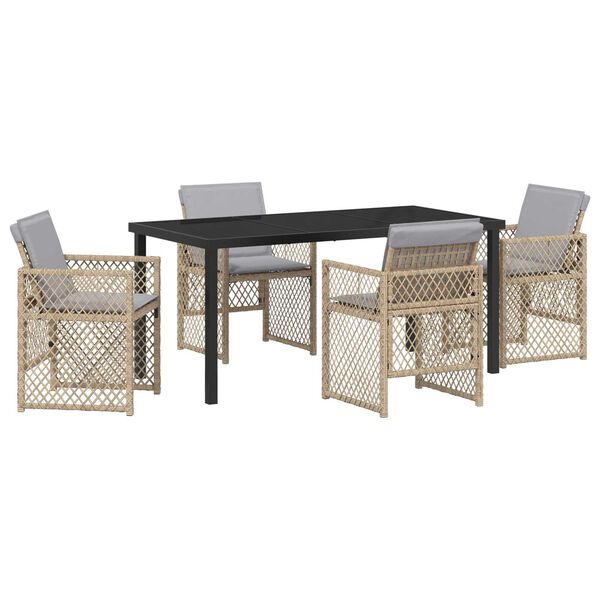vidaXL Garden Dining Set 5 pcs Beige Poly Rattan