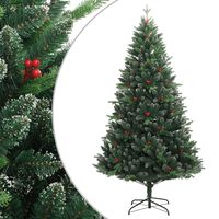 vidaXL Artificial Hinged Christmas Tree with Red Berries 120 cm