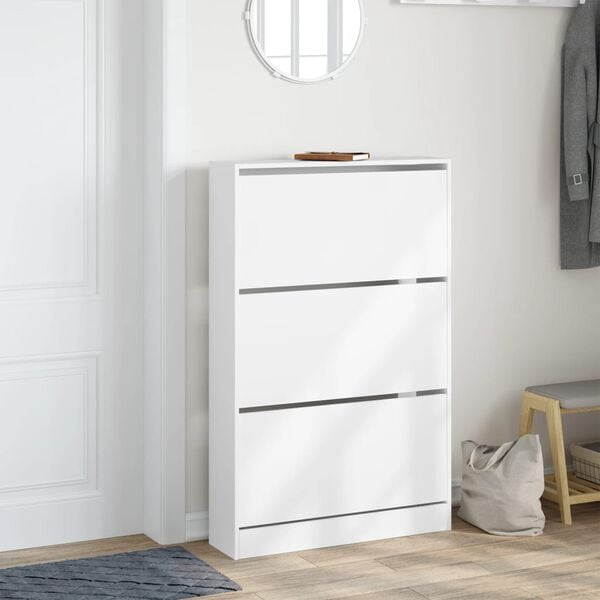 vidaXL Shoe Cabinet White 80x21x125.5 cm Engineered Wood