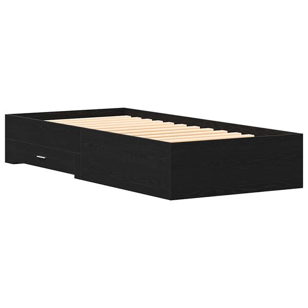 vidaXL Bed Frame with Drawers Black oak 100 x 200 cm Engineered wood