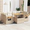 vidaXL 7 Piece Garden Sofa Set with Cushions Beige Poly Rattan Acacia