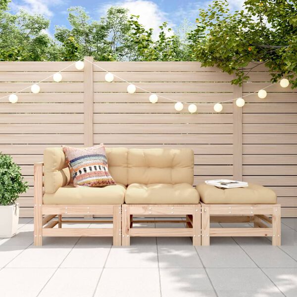 vidaXL 3 Piece Garden Lounge Set Solid Wood Pine
