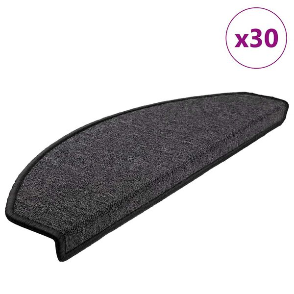 vidaXL Stair Mats 30 pcs 65x24x4 cm Anthracite Half Round Large